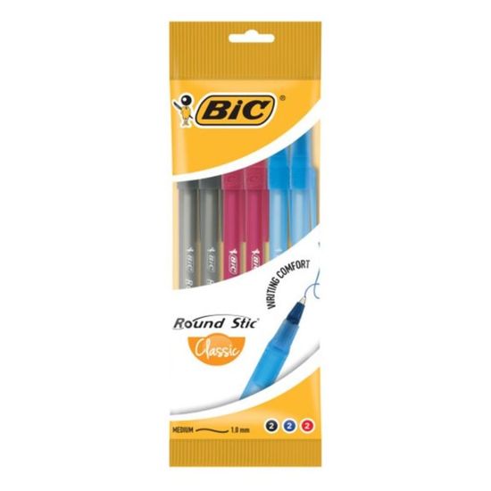 Ручки шариковые BIC разноцветные, 6 шт
