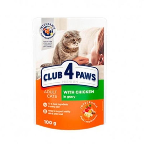 Корм CLUB4PAWS для кошек, цыпленок, 100г