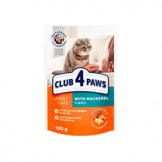 Hrana CLUB4PAWS, pentru pisici, cu macrou, 100g