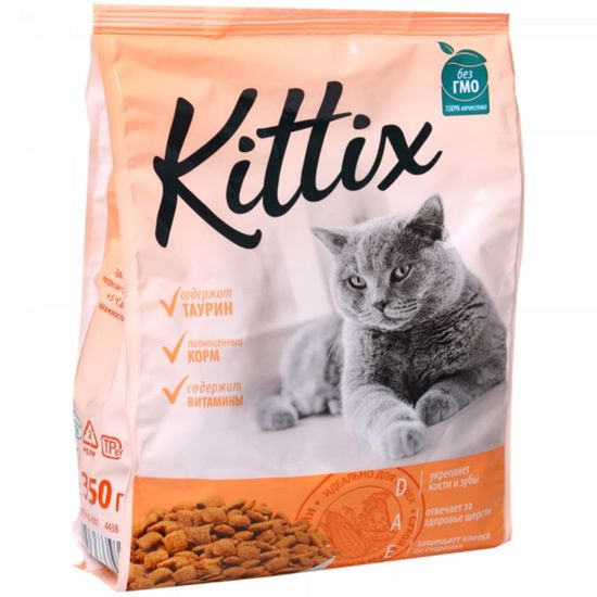 Корм KITTIX для кошек, мясо и овощи, сухой, 350г