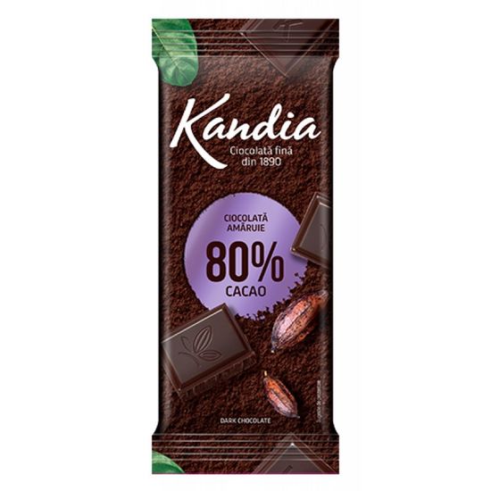 Ciocolata KANDIA, amaruie, 80% cacao, 80g