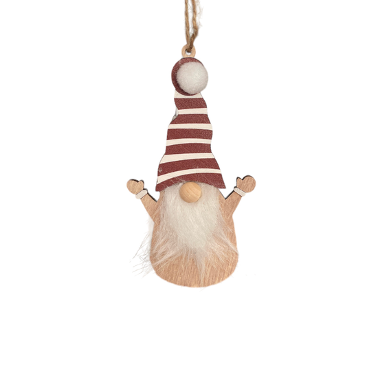 Елочная игрушка Гном с бородой, дерево, QTF0280
