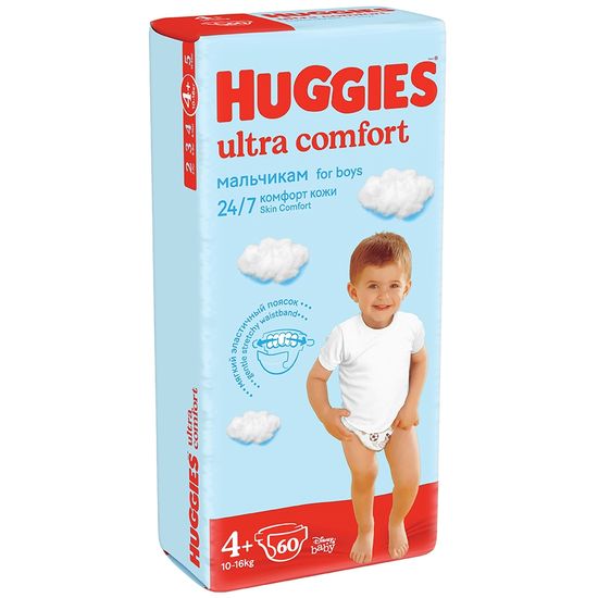 Scutece pentru copii HUGGIES №4+ Ultra Comfort MegaPack Pentru baieti 10-16 kg 60 buc