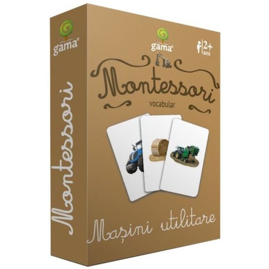 Carti de joc Montessori. Masini utilitare. Vocabular