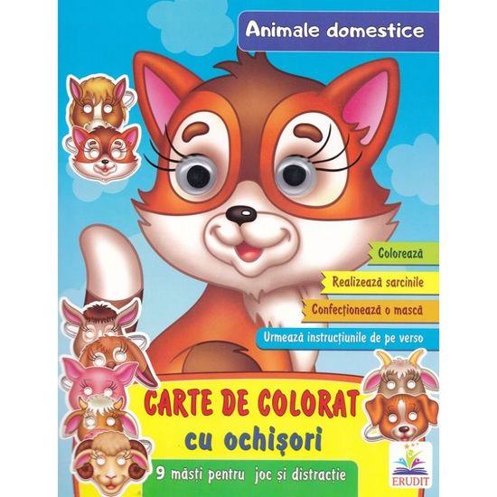 Carte de colorat cu ochisori. Animale domestice