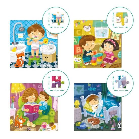Пазлы DODO 4в1, Распорядок дня, (12, 16, 20, 24 puzzle), 300130, изображение 2