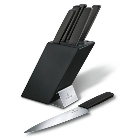 Set de cutite VICTORINOX Swiss Modern, cutlery block, beechwood black, 6pcs, black, 6.7186.63, 2 image