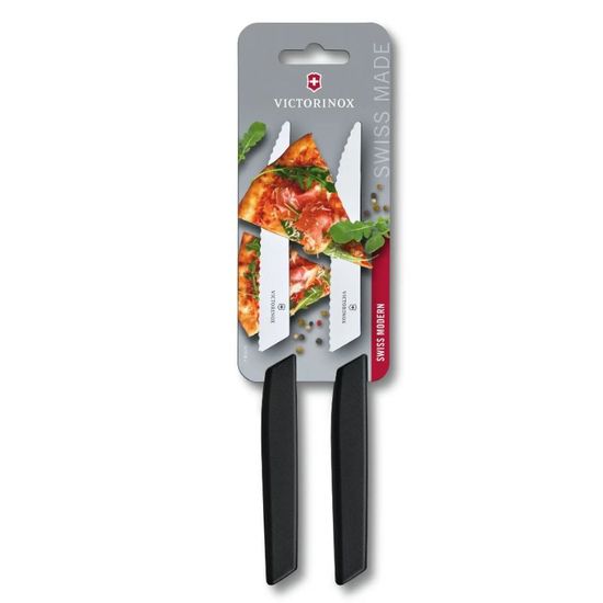 Набор ножей VICTORINOX Swiss Modern, steak, 2pcs, wavy, black, blister, 12см, 6.9003.12WB