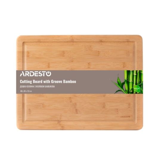Доска кухонная ARDESTO Midori с желобом, 40*30*1.9 см, бамбук, изображение 2