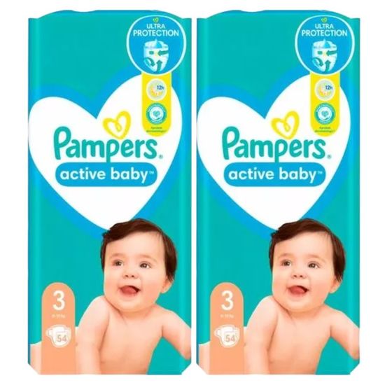 Набор подгузников для детей PAMPERS Active Baby Midi № 3, 6-10 кг, 2 x 54 шт