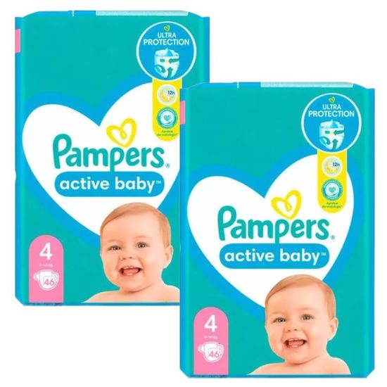 Набор подгузников для детей PAMPERS Active Baby Maxi № 4, 9-14 кг, 2 x 46 шт