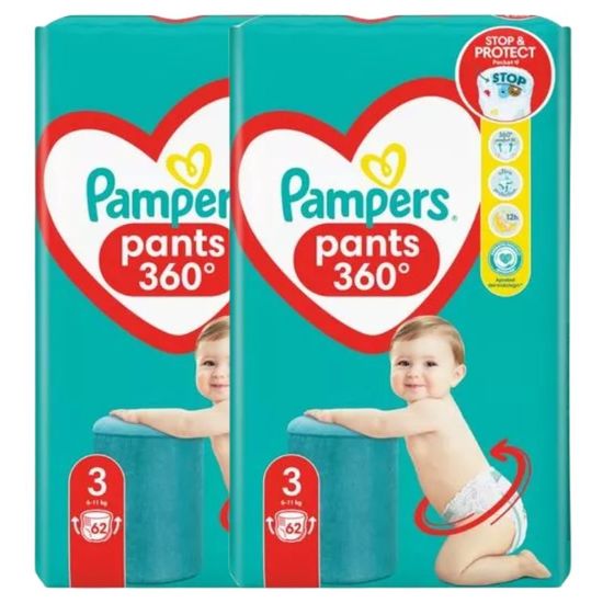 Набор подгузников для детей PAMPERS Pants Midi № 3, 6-11 кг, 2 x 62 шт