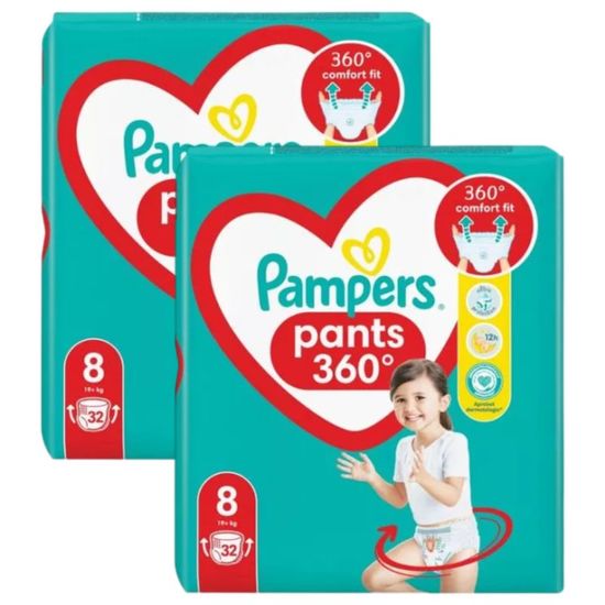 Set scutece pentru copii PAMPERS Pants EXTRA Large № 8, 19+ kg, 2 x 32 buc