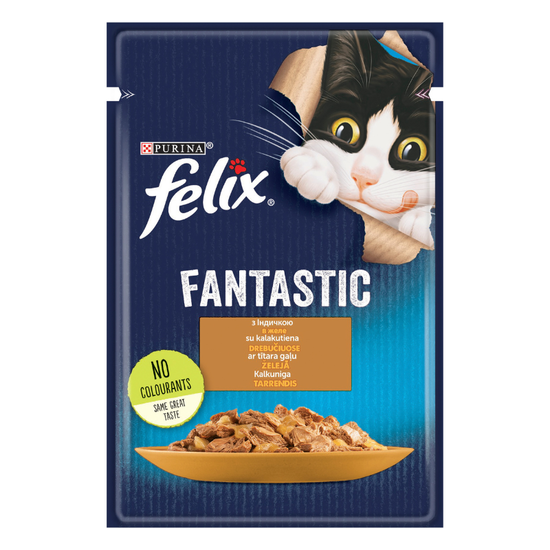 Влажный корм для кошек Felix Fantastic, с индейкой в ​​желе 85 г
