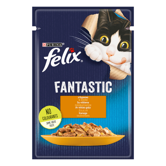 Hrana umeda pentru pisici Felix Fantastic, cu pui in jeleu, 85 g