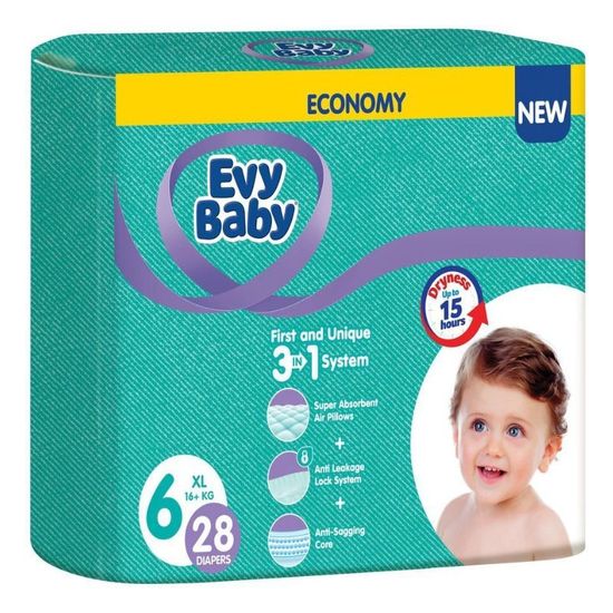 Scutece pentru copii EVY BABY №6 TWIN XL 16+ kg, 28 buc