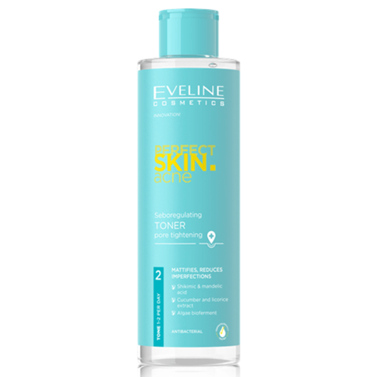 Tonic pentru fata EVELINE Perfect Skin Acne, seborregulator pentru ingustarea porilor, 200 ml