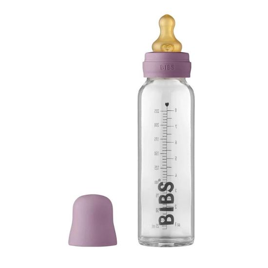 Бутылочка BIBS Mauve, стеклянная, антиколиковая, с латексной соской 0+ мес., 225 мл