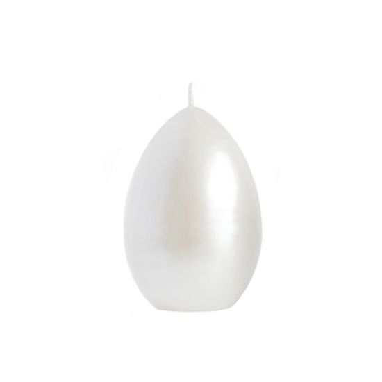 Декоративная свеча в форме яйца DS05994, опал, белая
