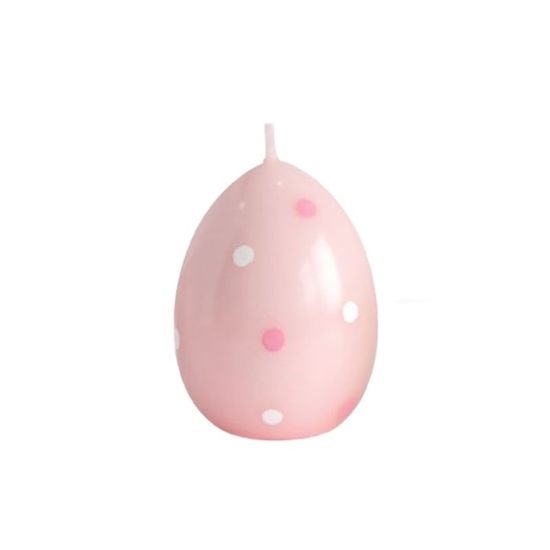 Декоративная свеча в форме яйца DS05963, В горошек, розовая