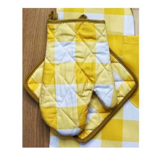 Перчатка и прихватка BUMBACEL Yellow and white columns, 26x18/20x20 см, изображение 2