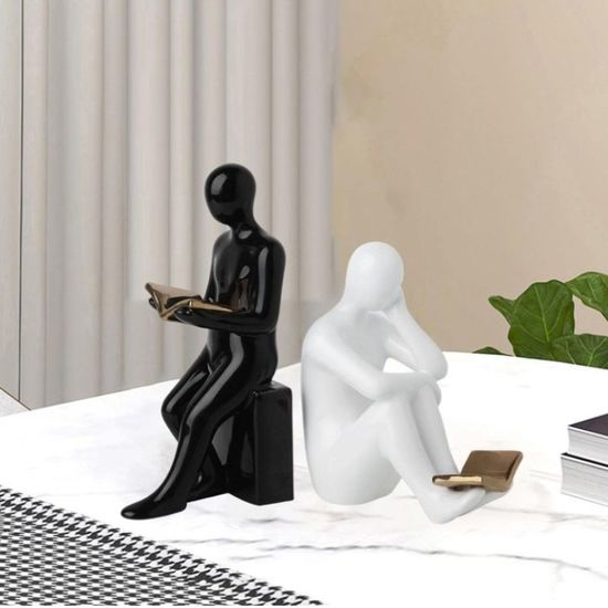 Figurina "Cititori" 30 cm, ceramica, 2 buc., 2 image