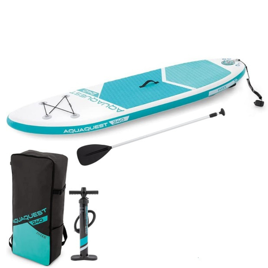 Placa pentru SUP surfing INTEX Aqua Quest 240, pompa, vasla, geanta, 244 x 76 x 13 cm, pana la 90 kg, 6 image