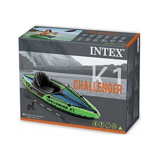 Надувной каяк INTEX Challenger K1, с веслами и насосом, 274 x 76 x 33 см, до 100 кг, изображение 7
