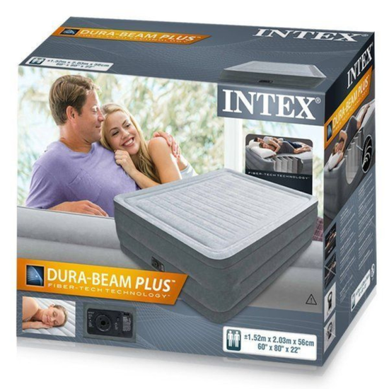 Надувная кровать INTEX Velur Comfort-Plush, встроенный электронасос 220В, 152 х 203 х 56 см, до 272 кг, изображение 4