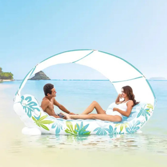 Pluta-saltea gonflabila INTEX Tropical lounge, cu baldachin, 224 x 150 x 165 cm, pana la 200 kg, 5 image