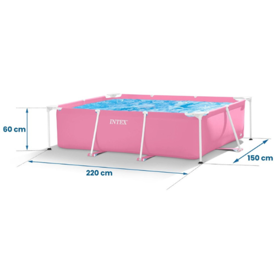 Бассейн INTEX RECTANGULAR FRAME, металлический каркас, 220 х 150 х 60 см, 1622 л, розовый, изображение 2