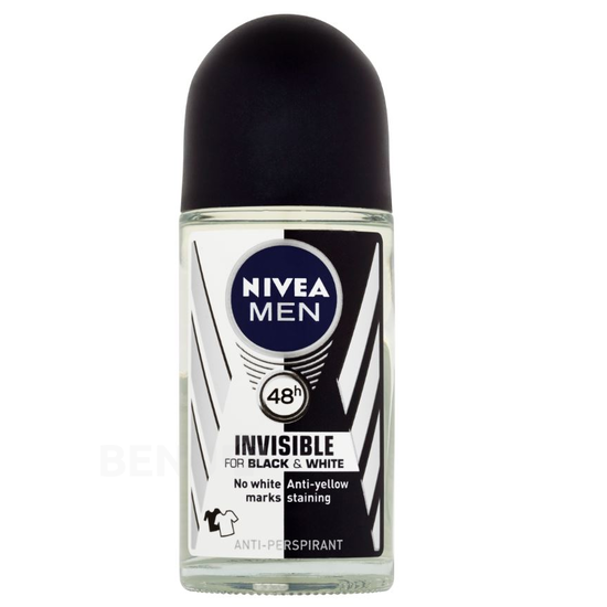 Antiperspirant roll-on NIVEA, alb-negru, pentru barbati, 50 ml