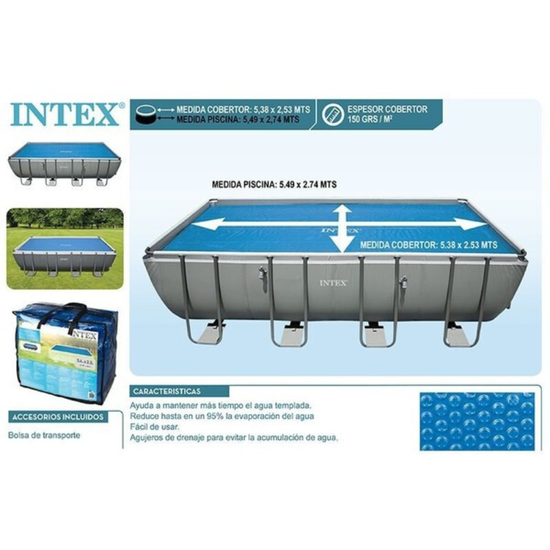 Солнечное покрывало INTEX 538 х 253 см, для прямоугольных бассейнов, 549 x 274 см, изображение 5