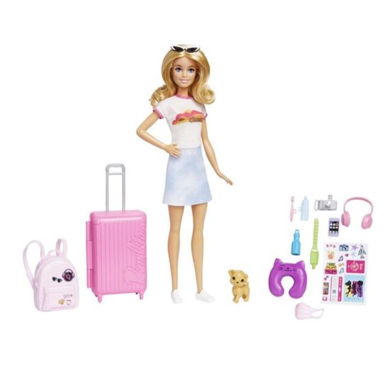 Игровой набор Barbie MATTEL Малибу, с аксессуарами и дорожным набором