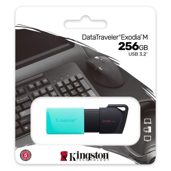 Накопитель KINGSTON USB 3.2, DataTraveler Exodia M, Black/Mint, 256 GB, изображение 3