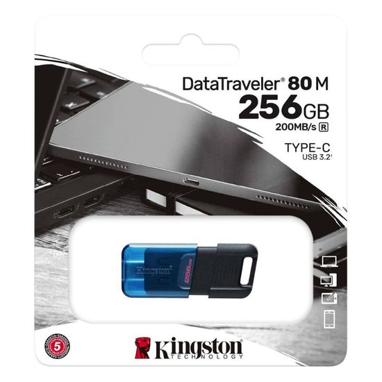 Накопитель KINGSTON USB-C 3.2, DataTraveler 80M, Black/Blue, 256 GB, изображение 3