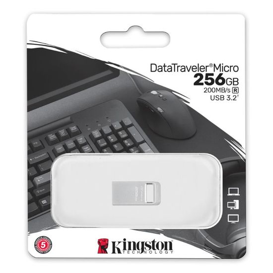 Stick KINGSTON USB 3.2, DataTraveler Micro G2, Metal casing, 256 GB, 3 image