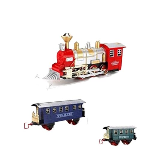 Tren ESSA TOYS, 1 locomotiva, 2 vagoane, 9 elemente pentru calea ferata, 4 image
