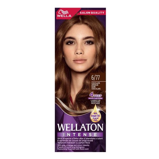Vopsea-crema pentru par WELLATON, 6/77 Maro amar, 110 ml