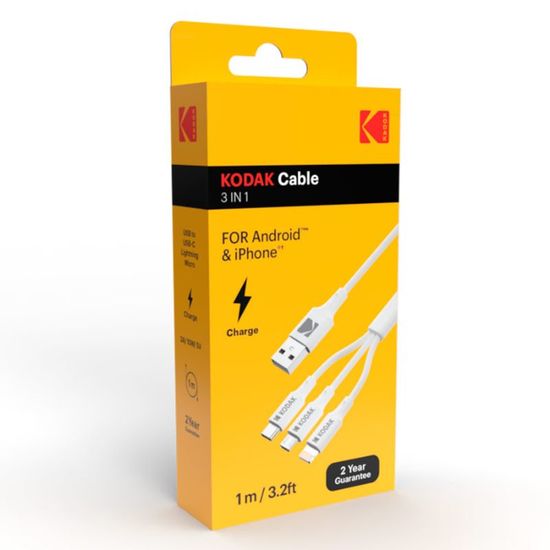 Cablu KODAK 3in1, IOS+USB-C+USB-M, 1 buc