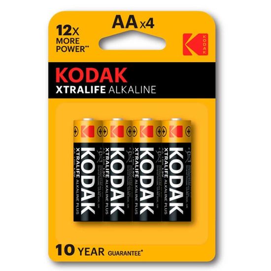 Батарейки KODAK, R6 AA, алкалиновые, 4 шт