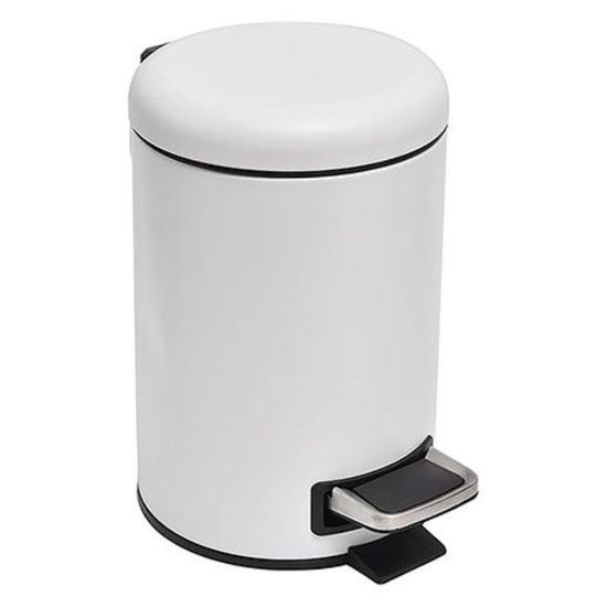 Cos pentru gunoi cu pedala TENDANCE, inchidere moale, alb, 3 l