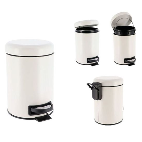 Cos pentru gunoi cu pedala TENDANCE, inchidere moale, alb, 3 l, 2 image