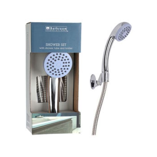 Set de dus Bathroom, cu furtun si suport reglabil, 180cm, crom, inox