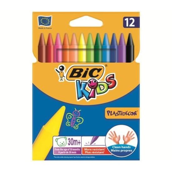 Set creioane de ceara BIC Plastidecor, 12 buc