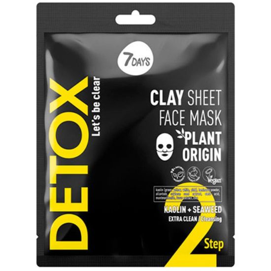 Masca din tesatura 7DAYS DETOX сu efect de curatare, cu Kaolin+Alge 12g