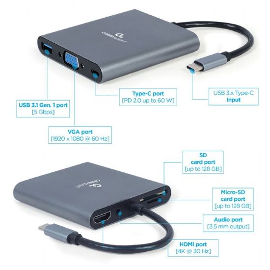 Adaptor GEMBIRD Adapter 6-in-1: USB3, 3 image