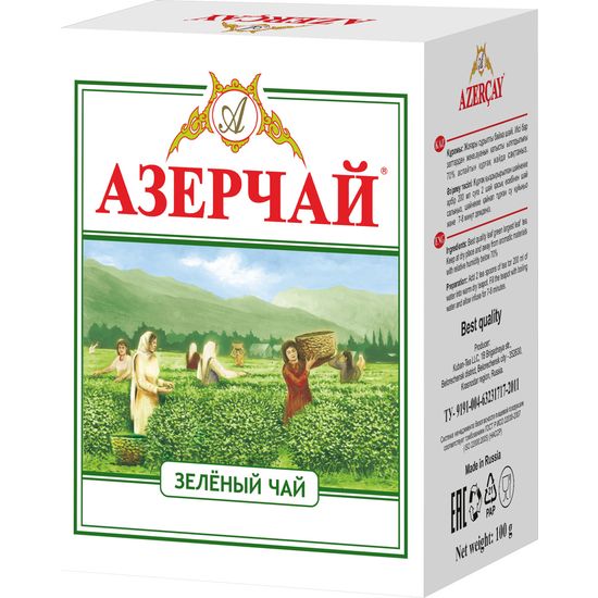 Чай зелёный AZERCAY, развесной, классический, среднелистовой, 0.1 кг