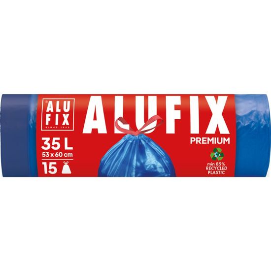Мешки для мусора ALUFIX, с затяжками, blue, 35л, 15шт