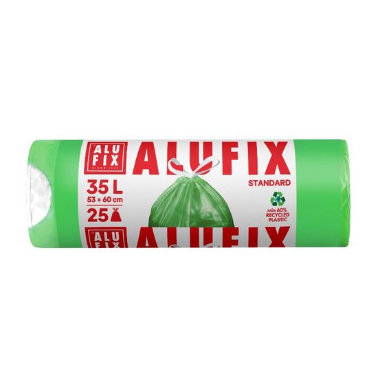 Мешки для мусора ALUFIX, с затяжками, green, 35л, 25шт